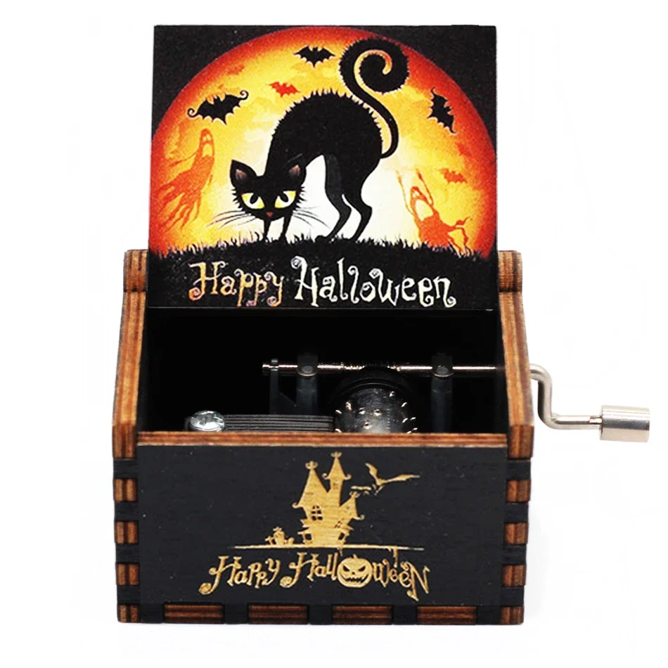 Carousel Music Box Music Box New Stitch Music Box Cute Cartoon Wooden Vintage Hand-Cranked Musical Box
