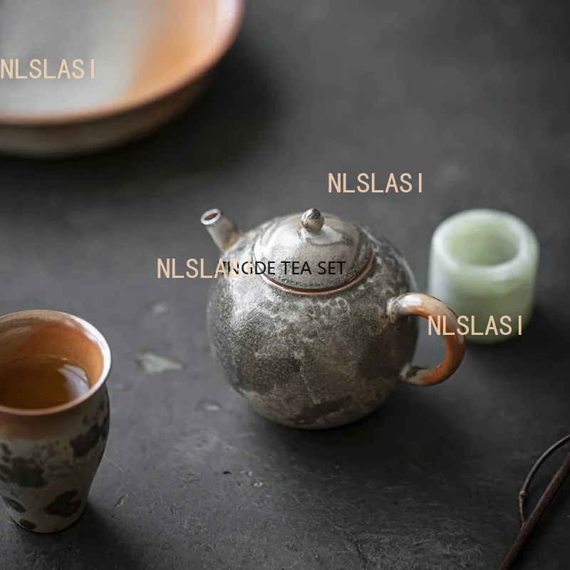 Japanese porcelain teapot retro stone tool Chinese tea brewing pot tea ceremony accessories