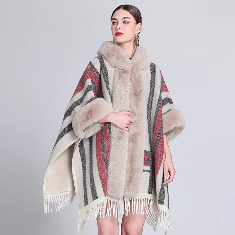 New Arrival Women Fur Wraps for Winter Autumn Warm Velvet Thick Female Cloak Fashion Tops Evening Party Outwear Shawls