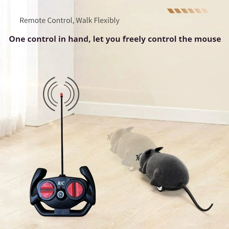 Remote Control Mouse Simulation Animal Teasing Cat Four Wheel Drive Remote Control Plush Surface Highly Restored Creative Gift 3