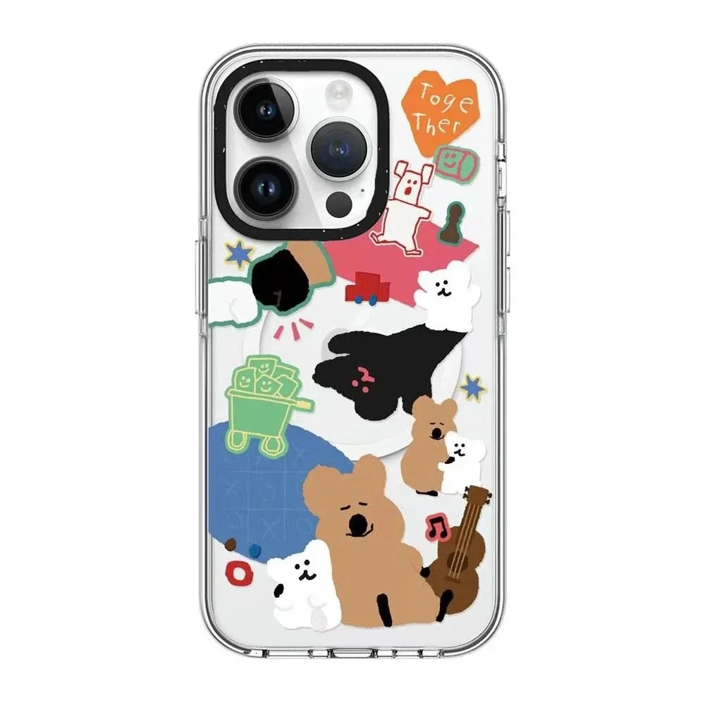MagSafe Acrylic Cartoon Bear Phone Case Cover for IPhone 11 12 13 14 15 Pro Max Case for IPhone 15 Pro Max