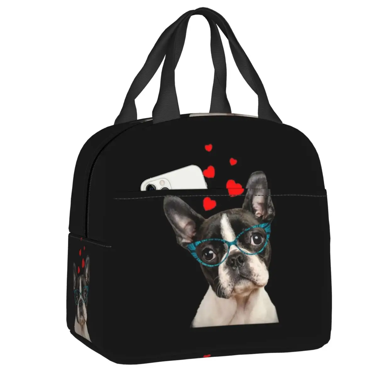 

American Boston Terrier Puppy Insulated Lunch Bag Leakproof Cute Dog Valentine Gift Thermal Cooler Lunch Tote School Children