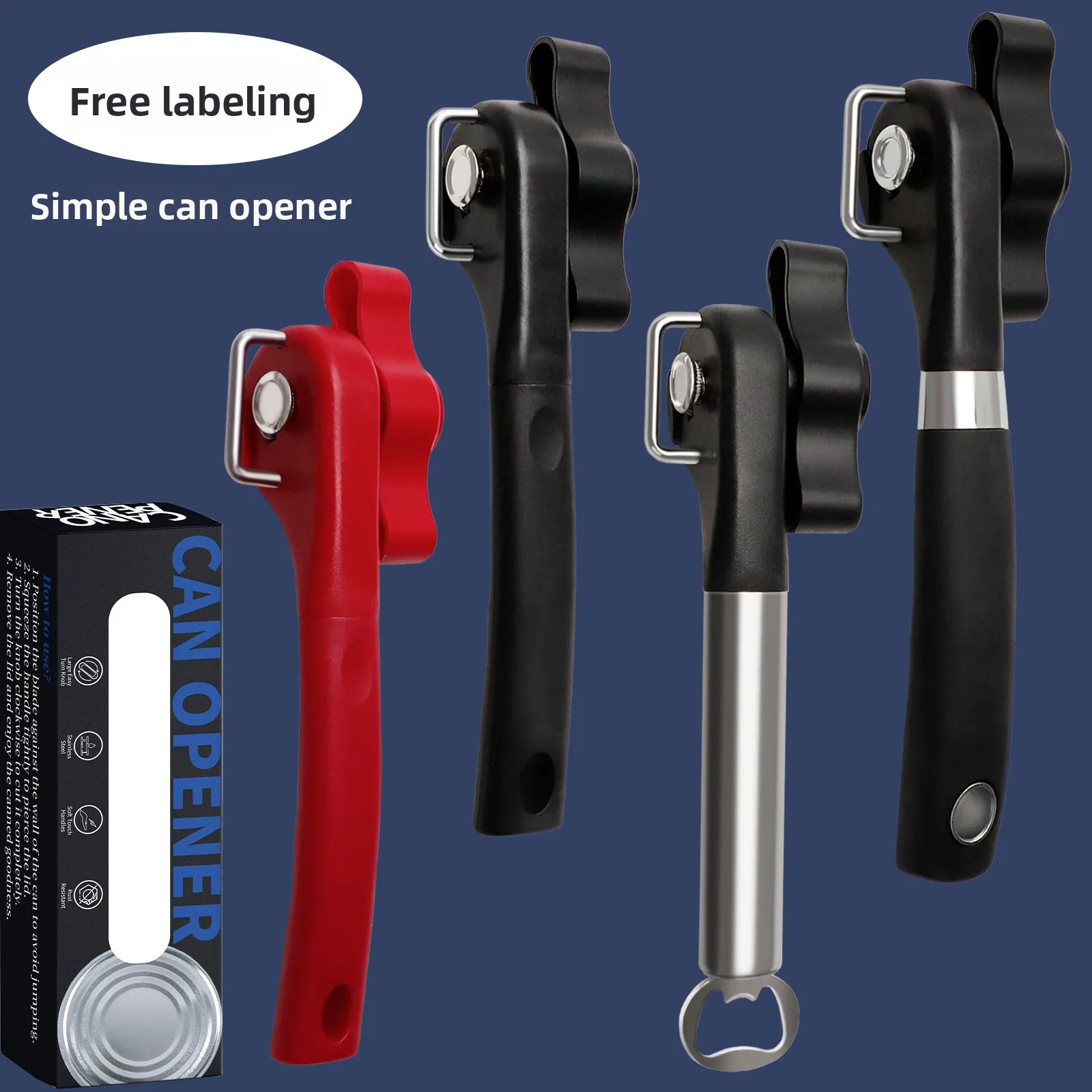 Stainless Steel Manual Safety Can Opener Kitchen Tool