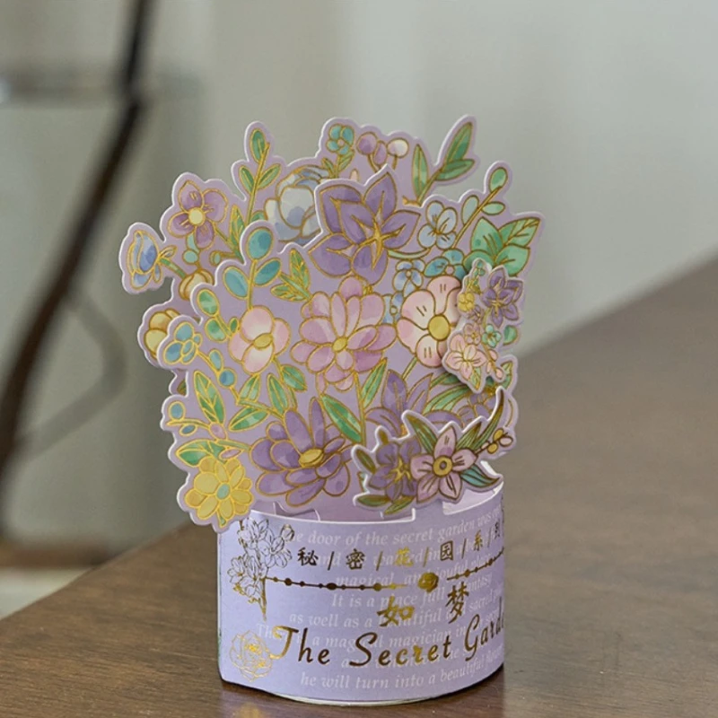 3D Santa Greeting Cards Folding Mini Flowers Best Wishes Xmas Gift for New Year Blessing Postcard Decoration