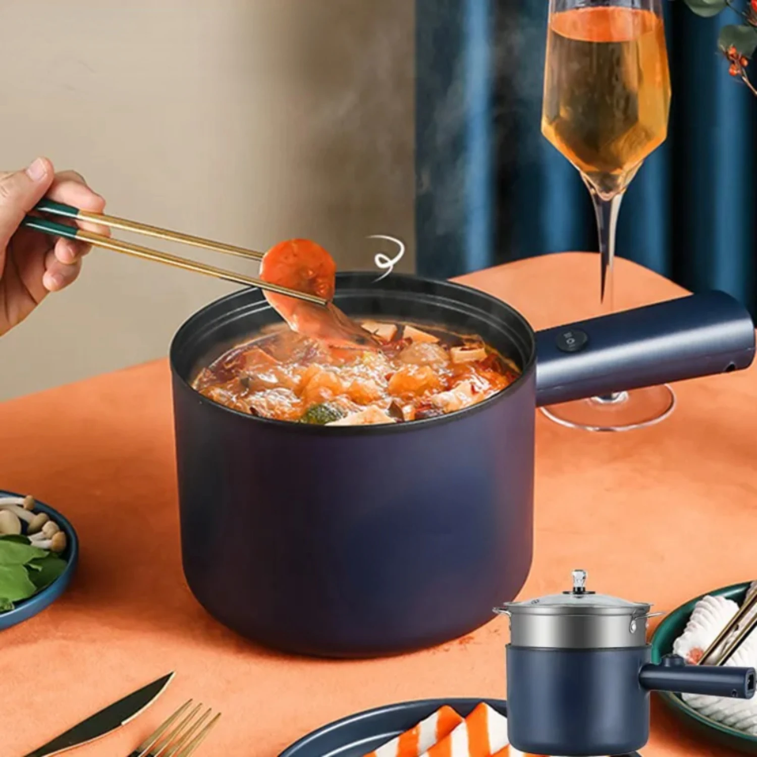 220V Multifunction Cooker Household Single/Double Layer Hot Pot Rice Cooker Student Dormitory Mini Non-stick Pan Pots