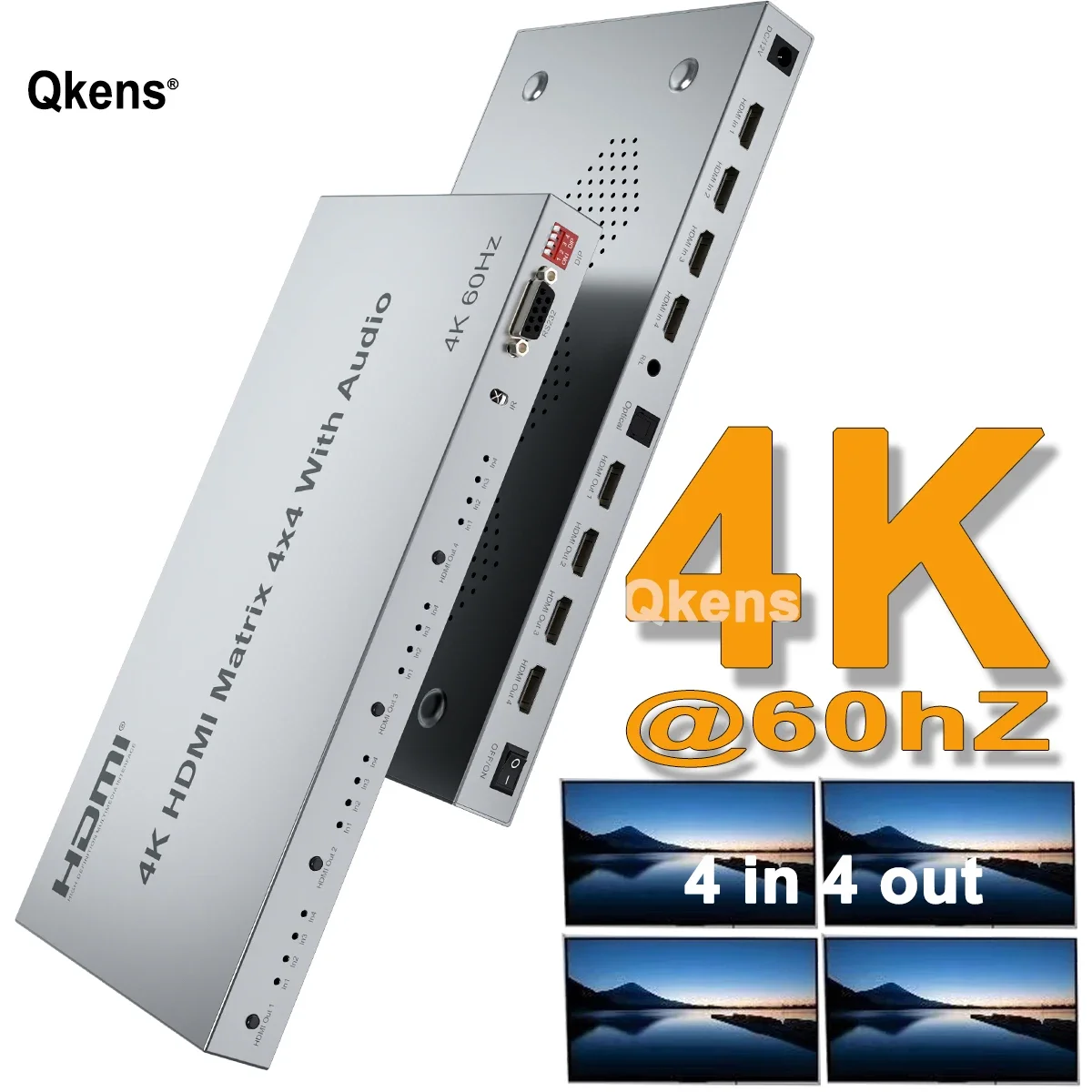 

4K @ 60 Гц 3D HDR 4x4 HDMI матрица с аудио экстрактором RS232 HDMI 2,0 переключатель сплиттер 4 в 4 выхода HDCP 2,2 видео конвертер ПК на ТВ