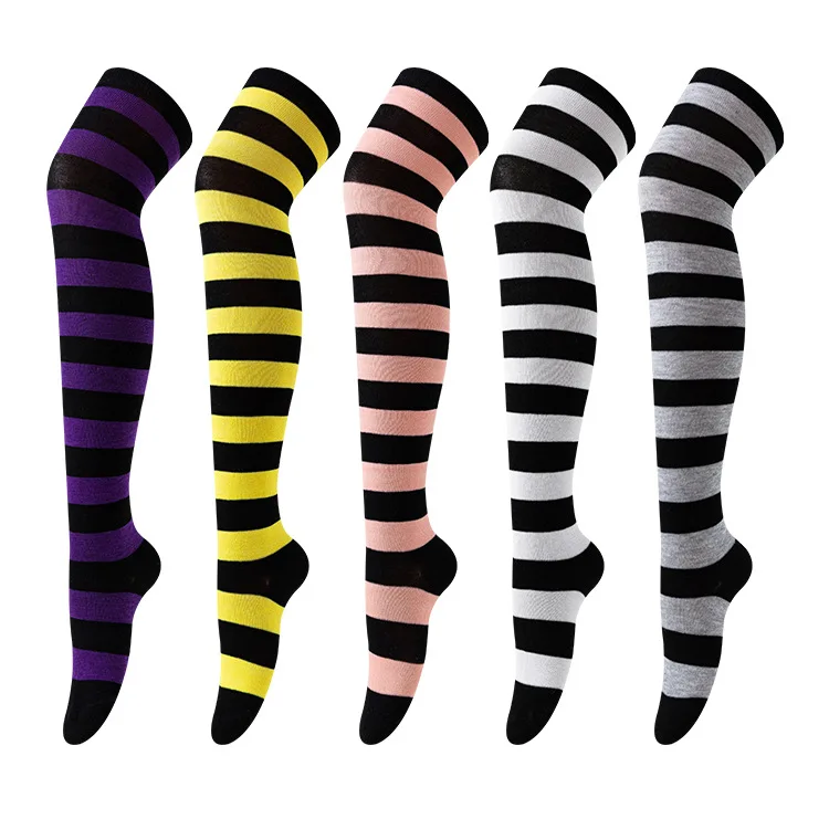 Sport Fuzzy Athletic Crew Kleid Langarm Gestreift Solide Polyester-Baumwolle Oberschenkelhohe Socke COSPLAY Anime Girl B7W248 – Detail 16
