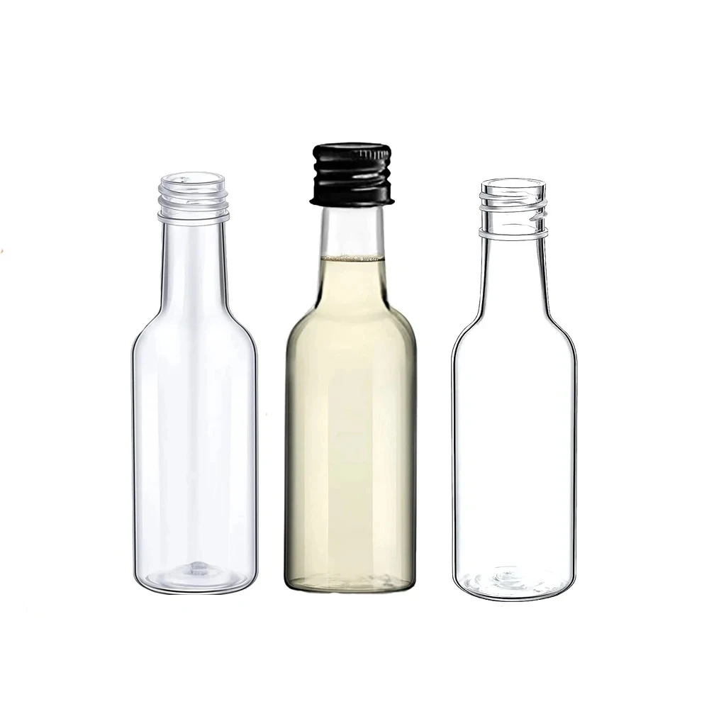 10PCS-lot-Mini-Liquor-Bottles-50ml-Plastic-Spirit-Bottles-Silver-Gold ...