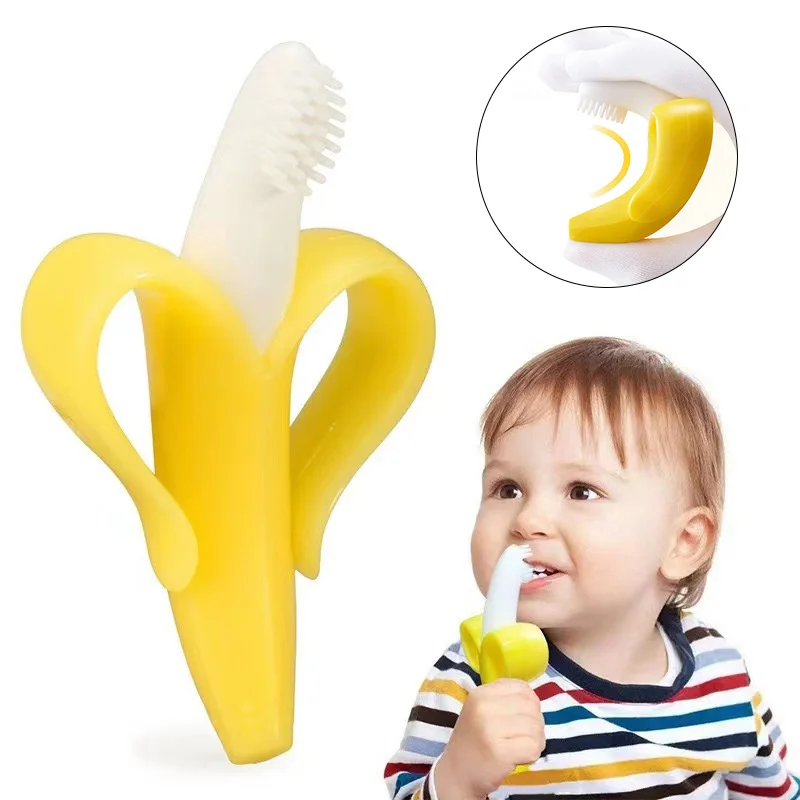 1Pcs Teething Toys Silicone Baby Teether BPA Free Soothing Teething Banana Finger Toothbrush Suitable for Infant Boys and Girls silicone teething toys,teething toys