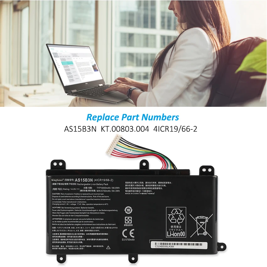 Kingsener 6000mah as15b3n bateria do portátil para