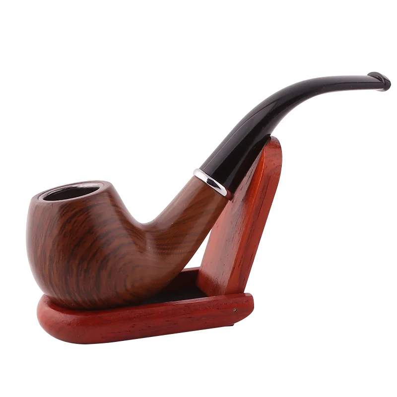 Tobacco Pipe Classic Wood Grain Resin Pipe Chimney Filter Long Smoking Cigar Gifts Gift Grinder Smoke Mouthpiece