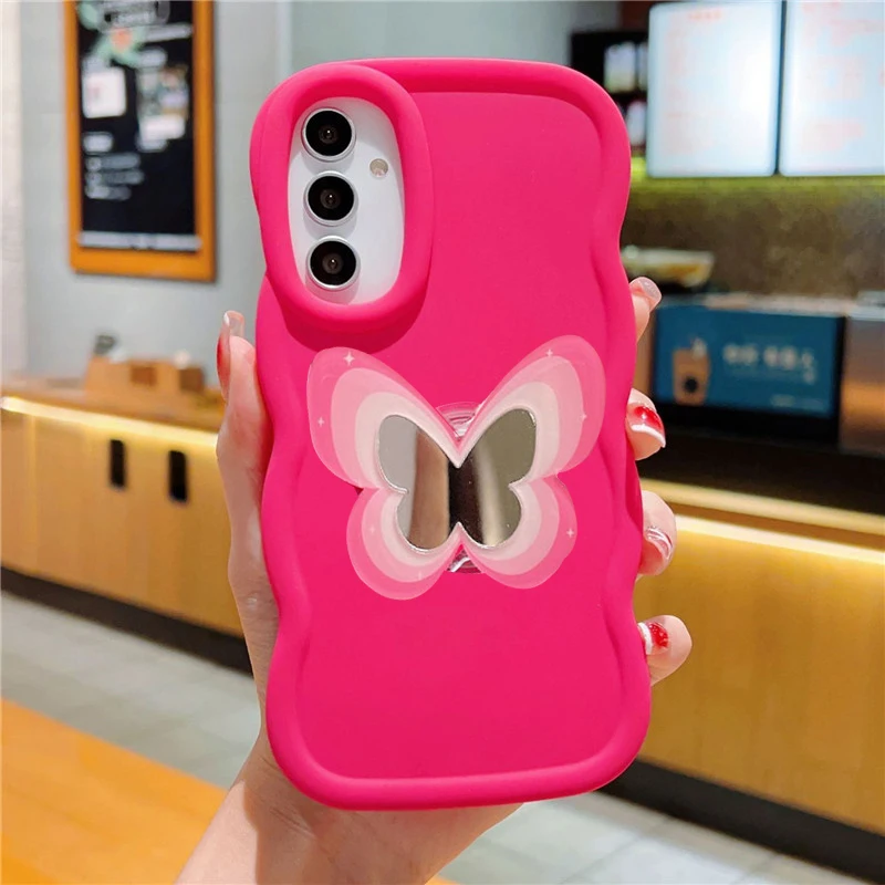 Custodia per telefono con supporto a farfalla 3D per Samsung Galaxy A52 A51 A50 A30S A20 A13 A12 A32 A25 A24 A23 A05 S A11 Cover morbida in silicone_voghion.com