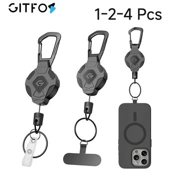 GITFOS Retractable Keychain Heavy Duty Tactical ID Badge Reel Strap Holder With Phone clip fastener Retractable Cord KeyRing 1