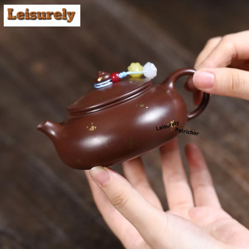 Classic Yixing Purple Clay Teapots Famous Master Handmade Sprinkle Gold Pot Raw Ore Purple Zhu Mud Kettle Zisha Teaset Drinkware