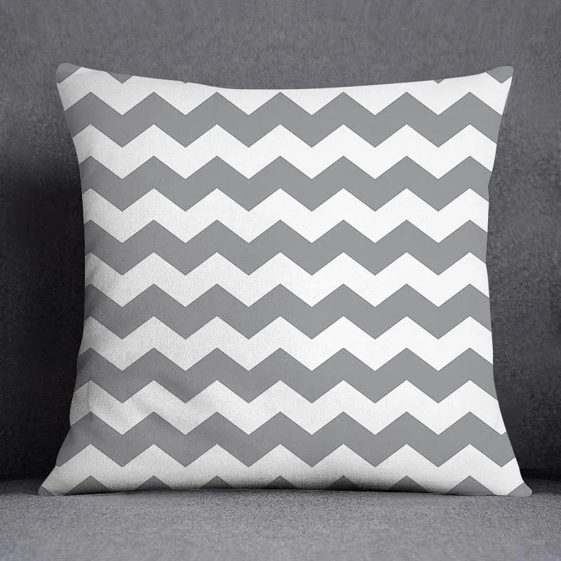 3pcs/lot 45X45CM Gray Lumbar Pillow Case Polyester Geometry Leaf Floral Stripes Plaids Print Sofa Throw Cushion Cover Home Decor