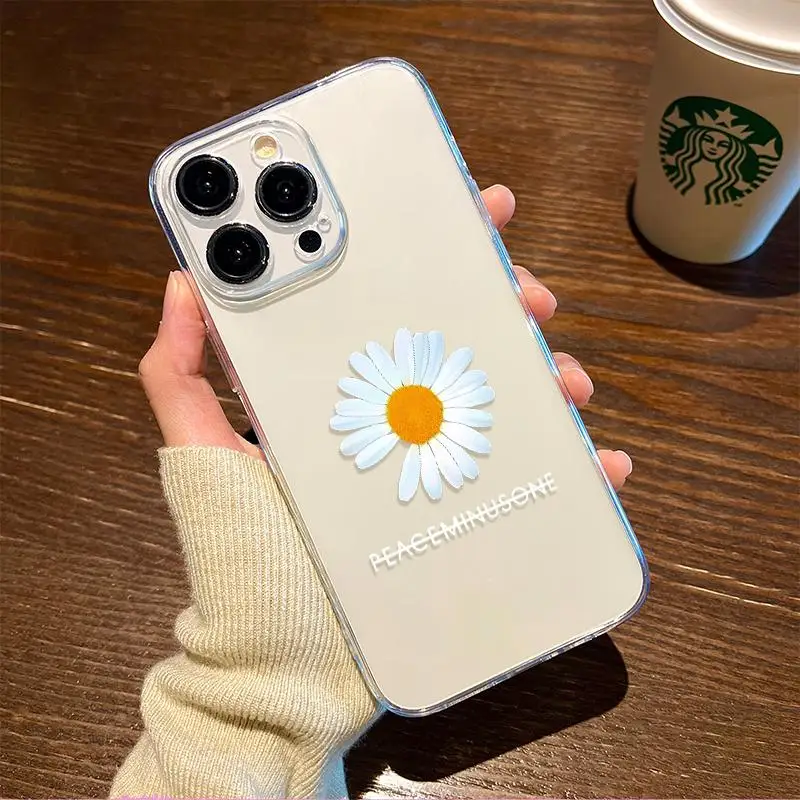 Little Daisy Shockproof Clear Phone Case with Screen Protector