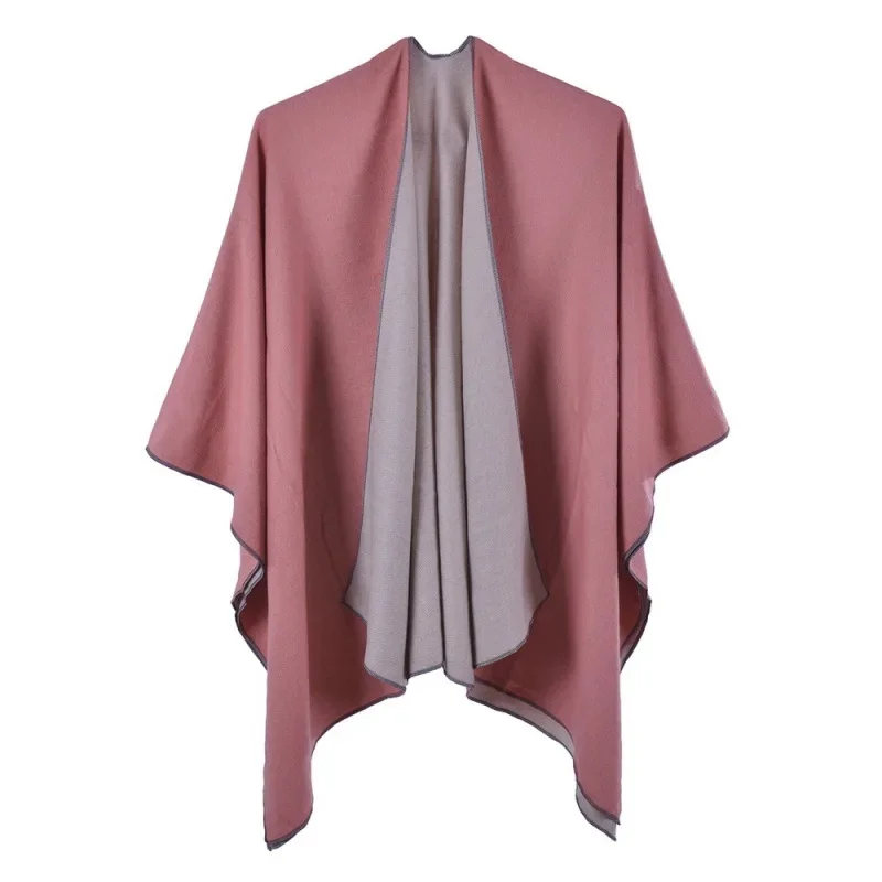 

Women's Spring Scarf Shawl Fashion with Solid Color Four Seasons Cashmere-like Split Cape