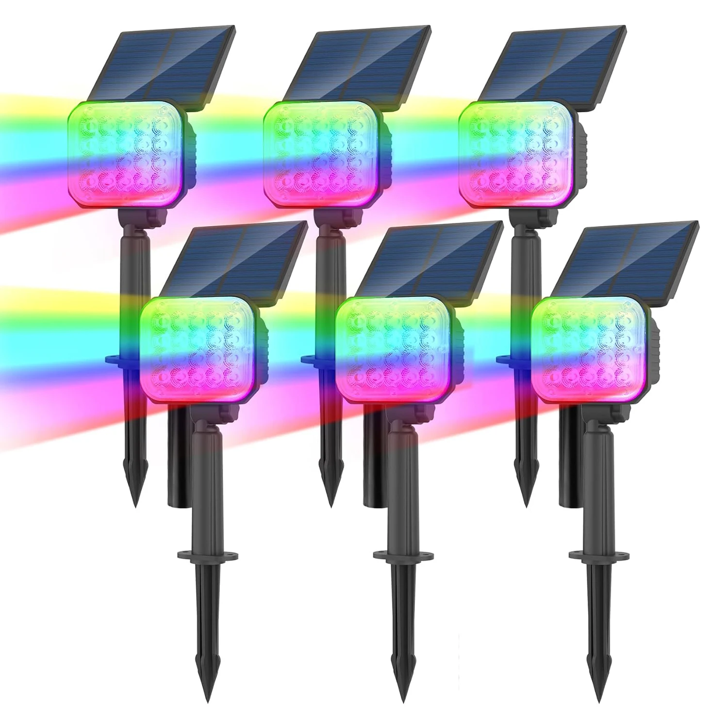 

6 шт., RGB-лампа на солнечной батарее, 49 светодиодов
