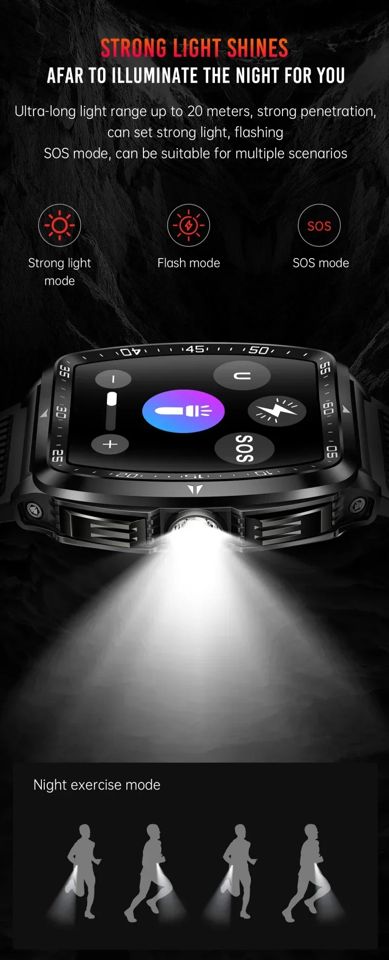 Relógio inteligente masculino militar com monitor de saúde, IA, voz, chamada Bluetooth, fitness, à prova d'água, esportivo, smartwatch para celular iOS e Android_voghion.com