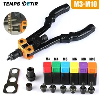 Portable Manual Rivet Nut Gun,M3/M4/M5/M6/M8/M10 Mandrels Adapter,Insert Hand Threaded Rivet Tool,Home Riveting Tools, DIY 1