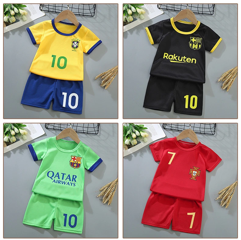 Children's Short-sleeved Suit Football Sportswear Casual Quick-drying Clothes Baby Boys Girls Summer Thin T-shirt Shorts Outfits barbie clothing sets	