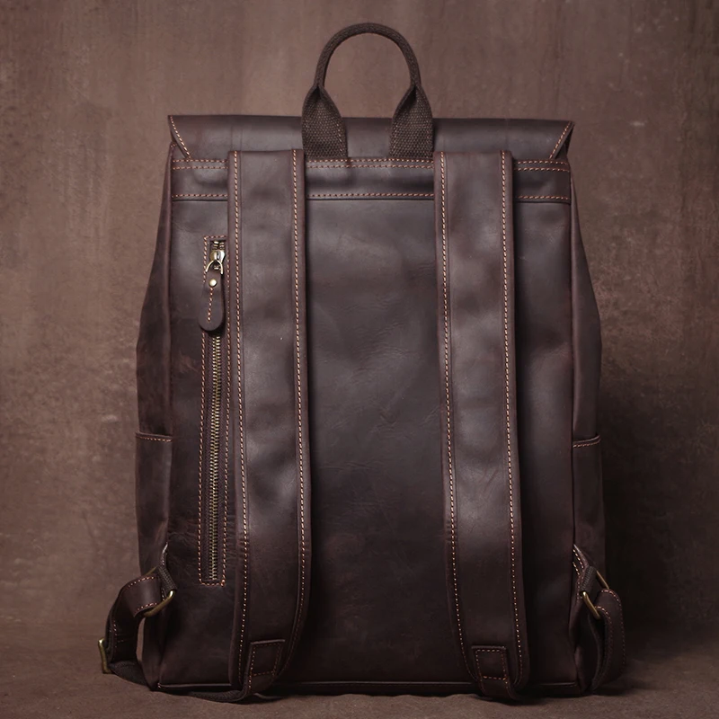 Vintage Real Leather Backpack Men Outdoor Hiking Bag Luxury Top Cowhide Travel Bag Student Schoolbag 16 inch Laptop Computer Bag 3