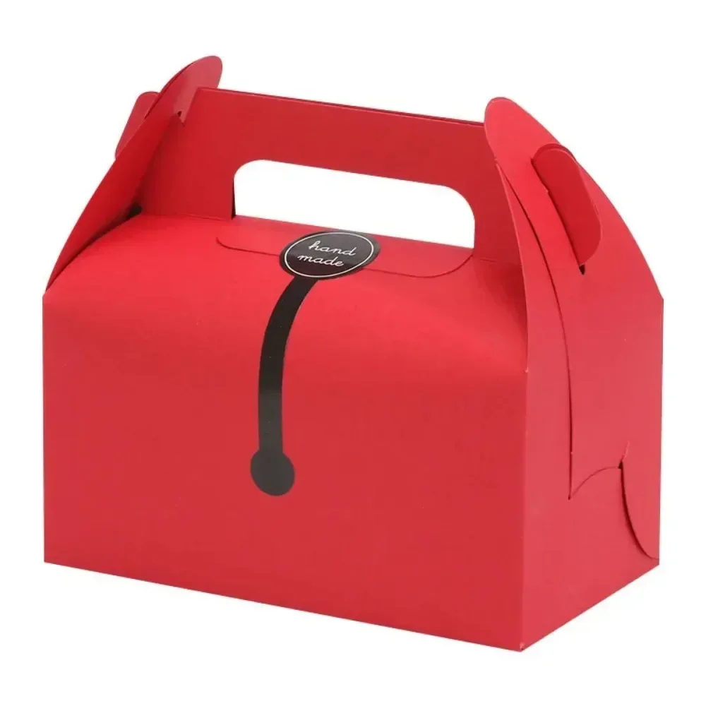 Portable pastry box kraft paper baking square mousse dessert box afternoon tea ice cream gift packaging