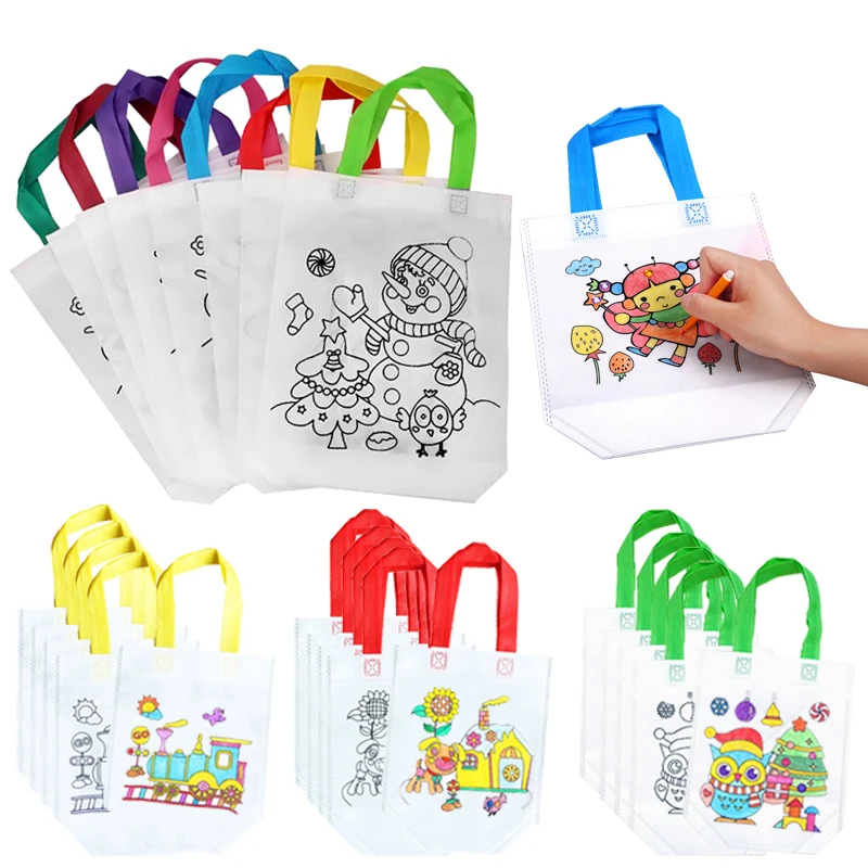 5pcs Graffiti Bag Non Woven Kids Drawing Manual DIY Coloring Environment Protection Children Painting Puzzle Toys Handbag TMZ 5pcs Graffiti Bag Non Woven Kids Drawing Manual DIY Coloring Environment Protection Children Painting Puzzle Toys Handbag TMZ