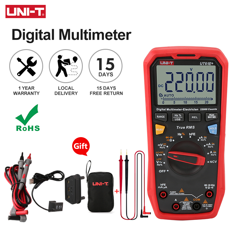 UNI-T UT61E+ UT61D+ UT61B+ Professional Digital Multimeters 1000V Voltmeter Capacitor Tester True RMS Automotive Multimetro