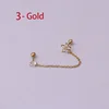Boucles d'oreilles tendance en acier inoxydable pour femmes, 1 pièce, chaîne à Double perçage, fleur coréenne, Zircon, clous de perçage, bijoux à la mode