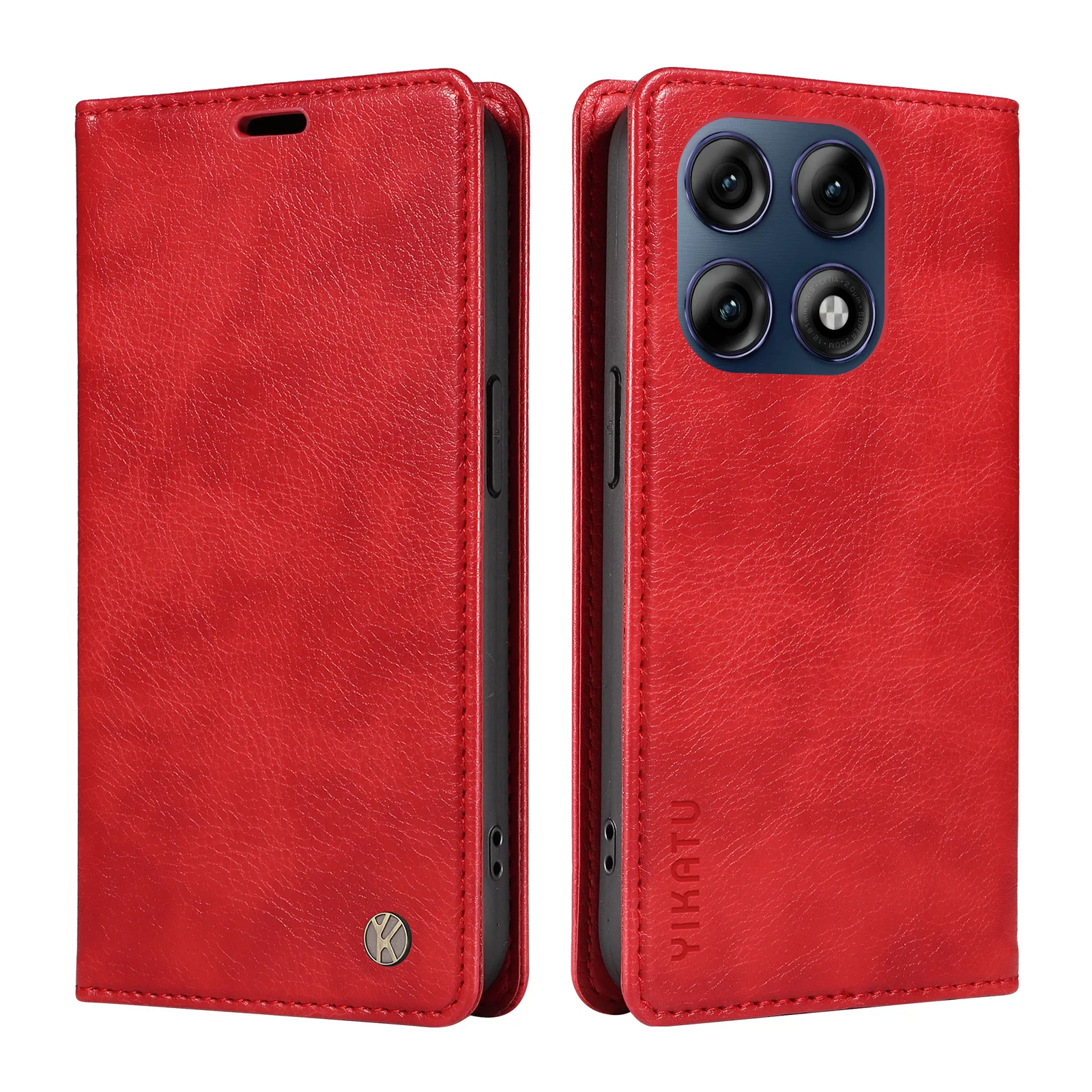 Elegant Leather Wallet Magnetic Flip Case with Lychee Grain Card Holder