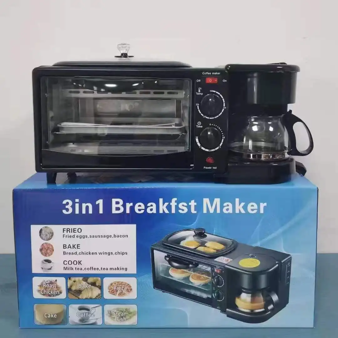 3-in-1 Breakfast Machine Baking Timer Function Home Automatic Toaster Sandwich Maker 2