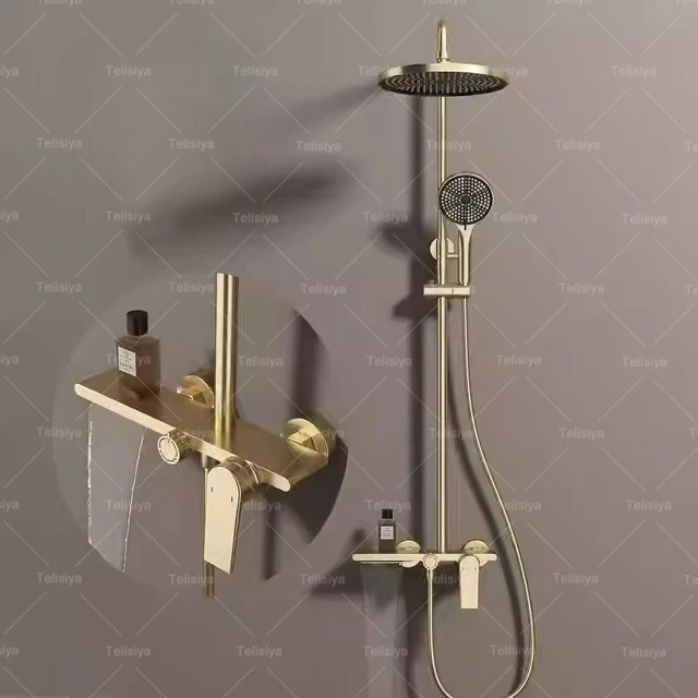 Golden ชุดฝักบัวบ้านห้องน้ําระบบชุดอพาร์ทเมนท์โรงแรม Multi Functional Water Outlet Rain Booster Shower 1