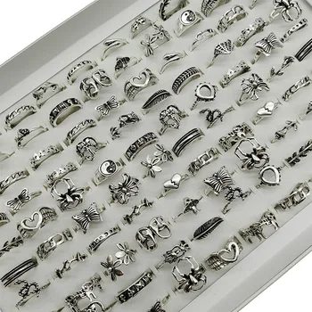 30 pçs/lote fábrica atacado liga anéis de dedo para mulheres quente nova grande flor recorte crânio aranha animal folha amor cobra jóias 1