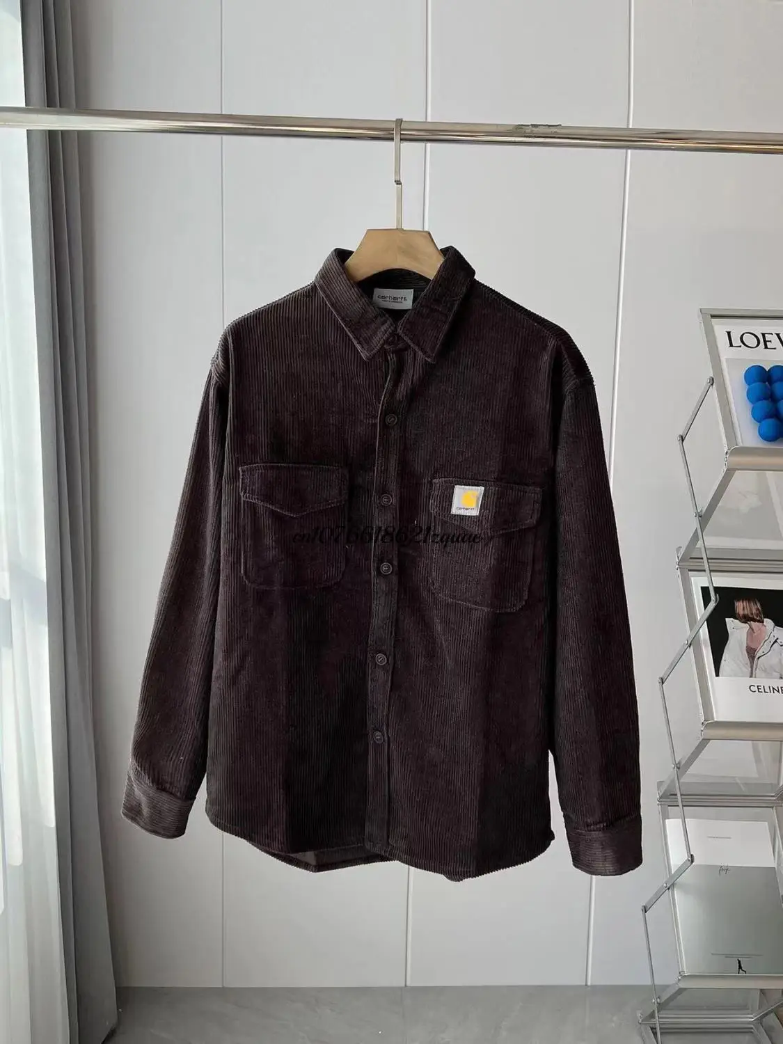 CARHARTT 레트로 하버 스타일 코듀로이 긴팔 셔츠, 탑 코트, 루즈 캐쥬얼, 커플 트렌드, 가을