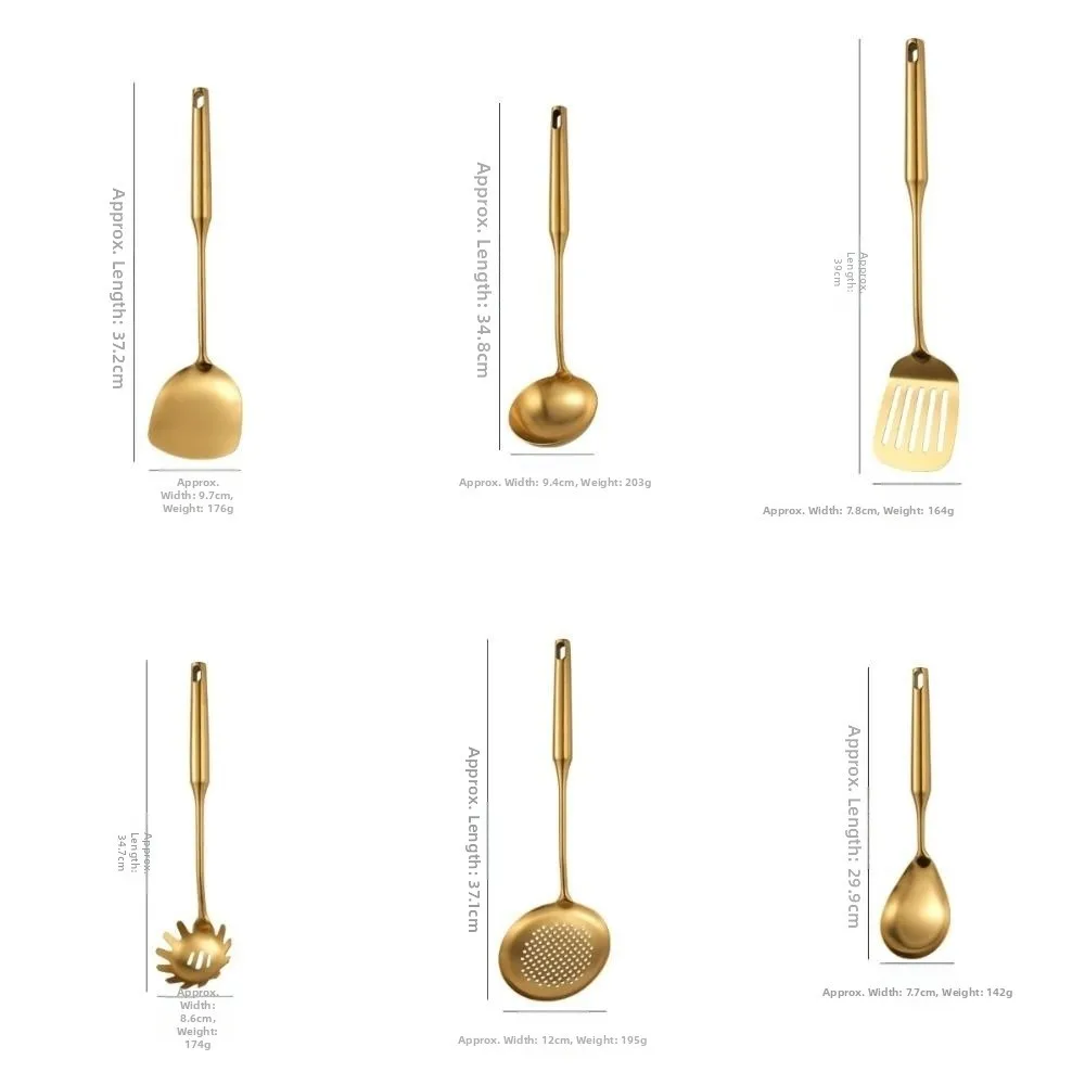 Elegant Gold & Stainless Steel Kitchen Utensil Set - Heat Resistant, Non-Stick Cooking Tools