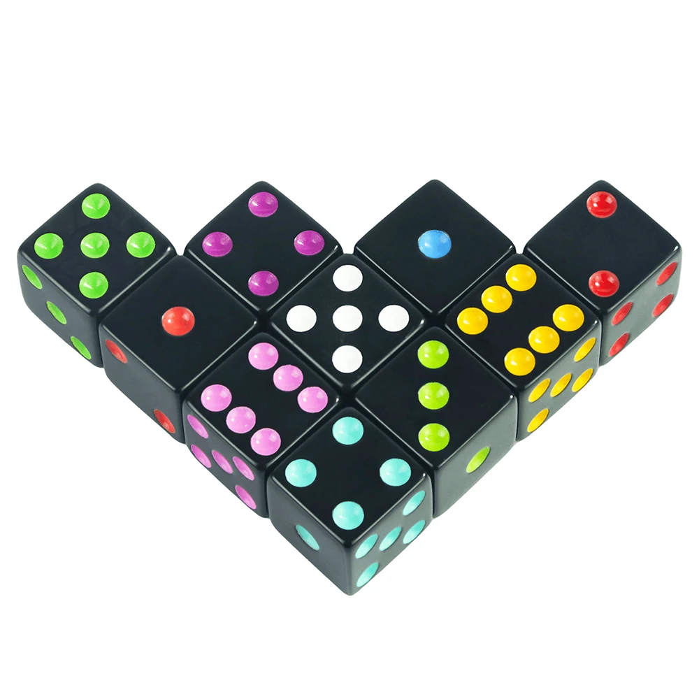 Game dice Dice set Acrylic dice 10Pcs 16mm Acrylic Pips Dice Cubes-D6 Dice for Board Games, Fun and Teaching