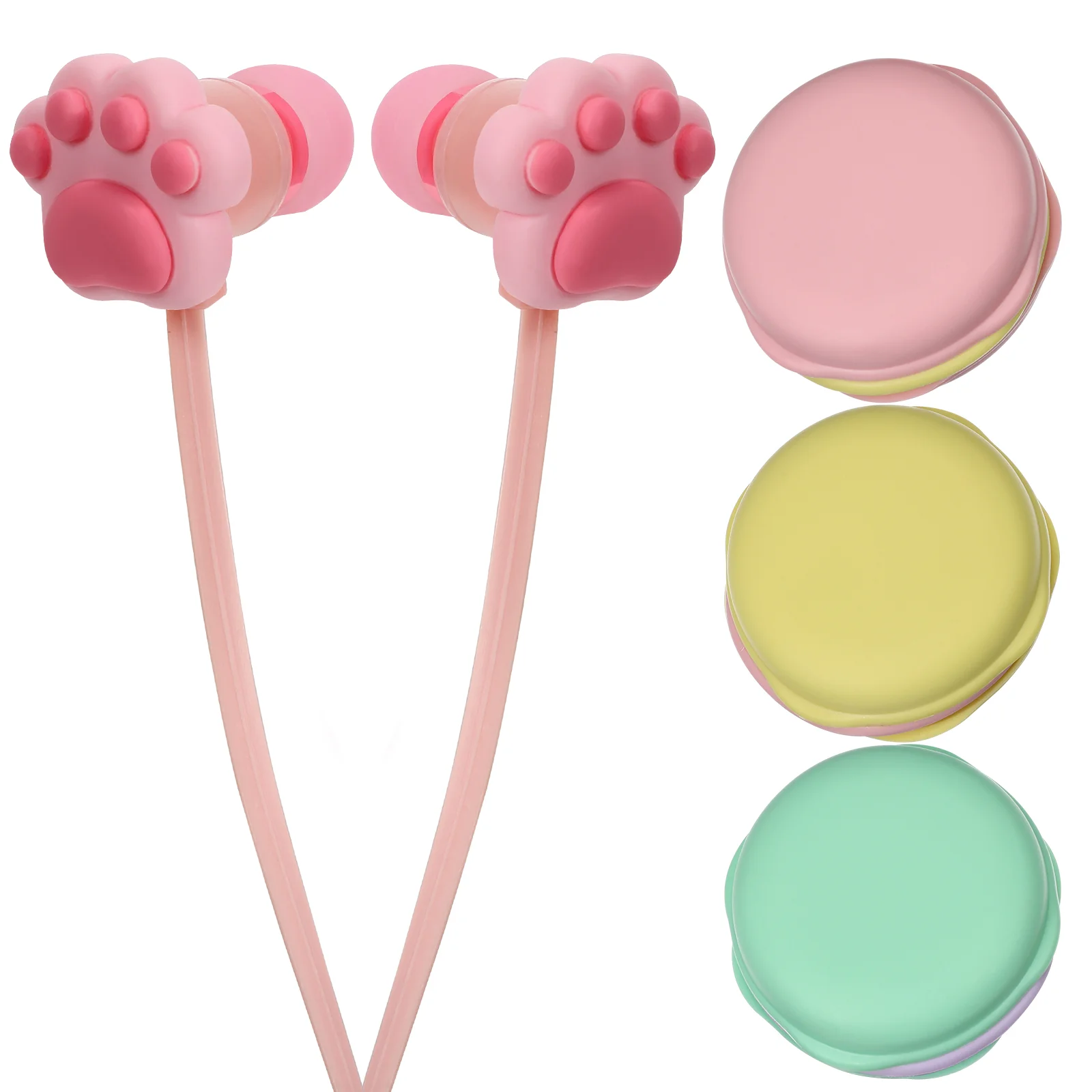 

3 Pcs Cat Claw Belt Winder Headsets with Microphone Headphones Wired Silica Gel