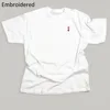 Queen of Hearts Letter Embroidered T Shirts Female White Loose Cotton Tops Tees Summer Short Sleeve Casual Shirt Women 2