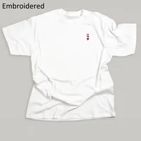 Queen of Hearts Letter Embroidered T Shirts Female White Loose Cotton Tops Tees Summer Short Sleeve Casual Shirt Women 2