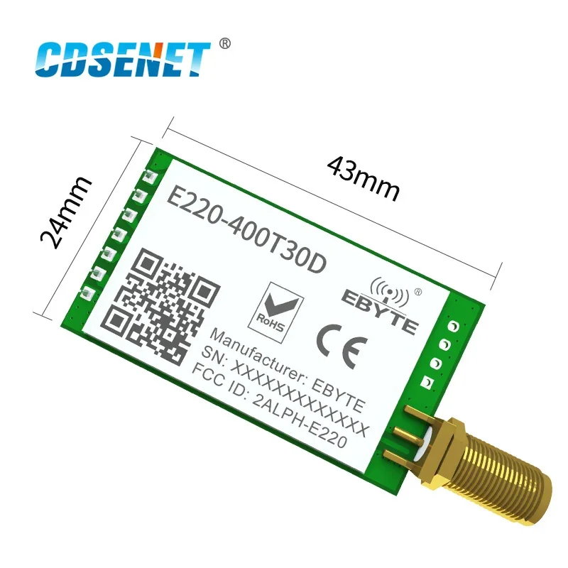 LLCC68 433/470MHz LoRa Wireless Module 30dBm 10km RSSI CDSENET E220-400T30D Wake-on-Air Communication Key Watchdog Transmission Wireless Module