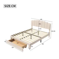 Rosahqnda 140/160*200см двуспальная кровать бежевый Тедди изголовье каркас кровати с деревянной стойкой без матраса Молодежные кровати — изображение 3