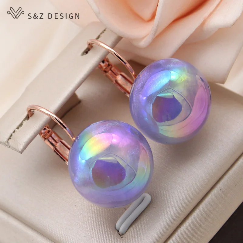 S&Z DESIGN New Fashion 585 Rose Gold Color Round Beads Dangle Earrings For Women Temperament Party Jewelry Trendy Gift
