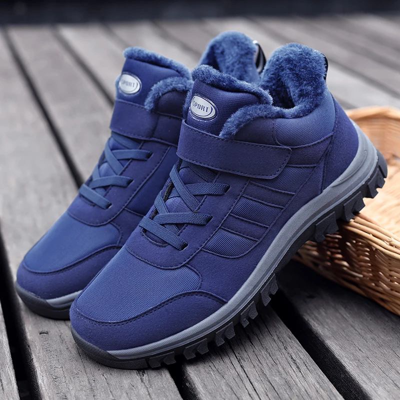 Winter Cotton Shoes Middle-aged Plush Insulated Walking Shoes Men's Canvas Casual Shoes Outdoor High Top Large Size Sports Shoes