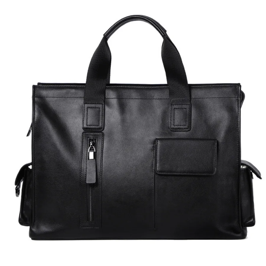 

Business Men Women Messenger Briefcase Real Leather Office Handbag Totes 15.6 Inch Laptop Bag Shoulder Bags For Male Briefcases