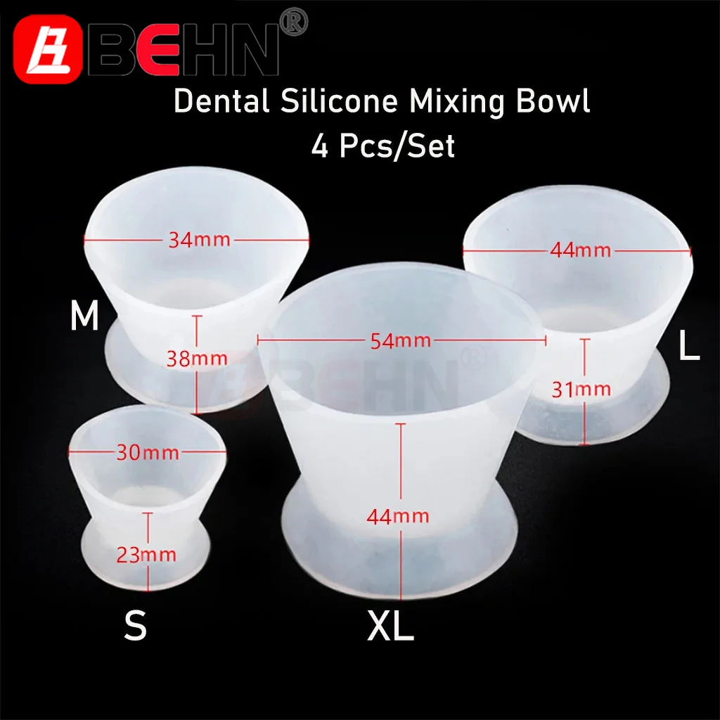 

4 Pcs/Set Dental Silicone Rubber Cup Flexible Self Solidifying Mixing Bowls Dentistry Lab Tool High Temperature Disinfecting