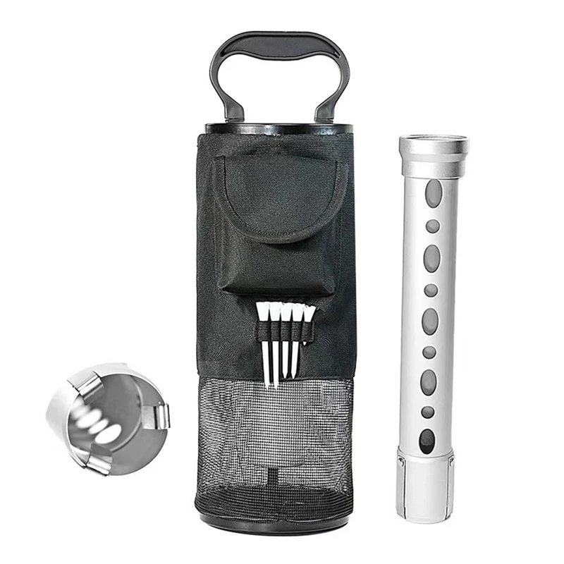 

Shags Bag For Golf Balls,Golf Ball Retriever With Detachable Aluminum Alloy Tube, Golf Shags Bags With Pocket&Tee Holder