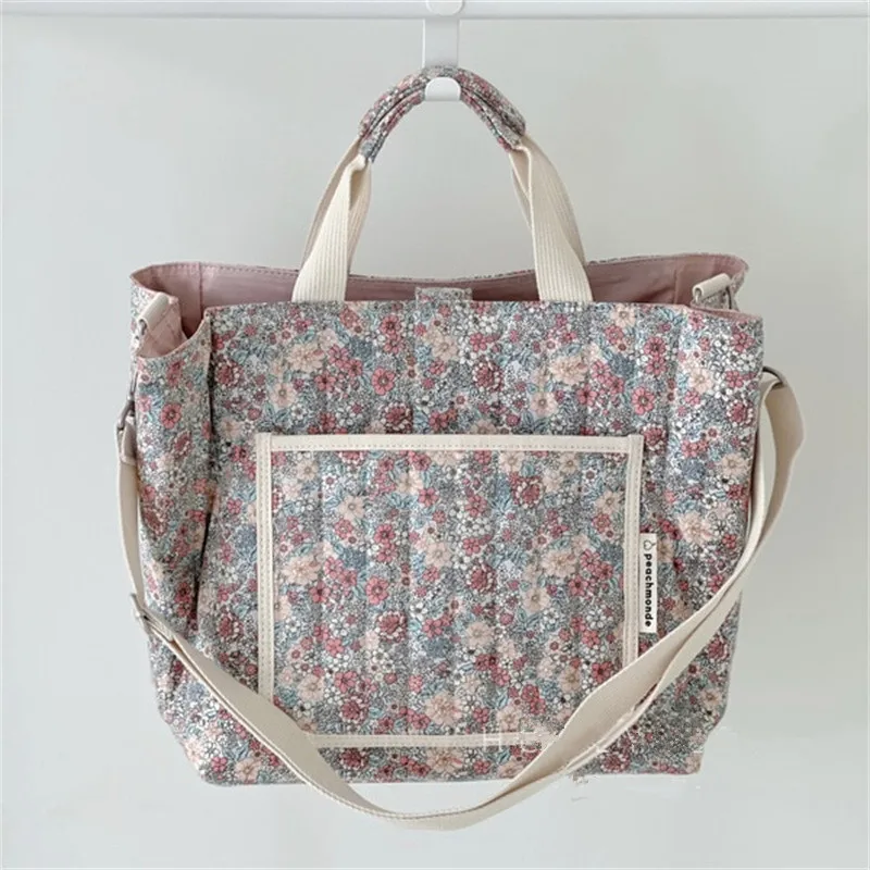 

Korean Style Floral Mommy Bag Large Capacity Multifunctional Diaper Bag Baby Items Organizer Lightweight Portable Shoulder Bag