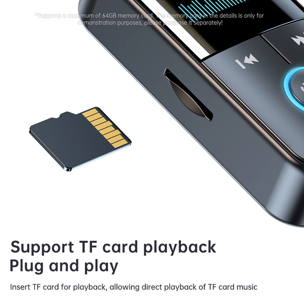 Wireless Bluetooth Adapter Transmitter Receiver Audio Car Music Headphone Speaker 200mA Battery Support TF Card