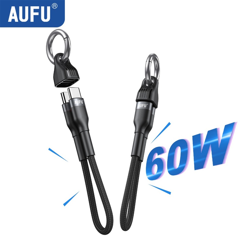 AUFU USB Type C Cable 3A Super Fast Charging Cable for iPhone 17 16 15 Samsung OPPO Oneplus Keychain Data Cord Short USB C Wire